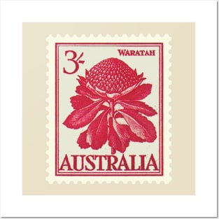 Australian Waratah Vintage Postage Stamp Posters and Art